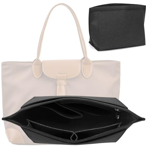 QGGTQG Taschen Organizer für Longchamp Premium Organizer für Longchamp Tasche Geldbörsen-Organizer Handtaschen Organizer Filz Taschenorganizer mit mehreren Taschen (Dunkelgrau, M)