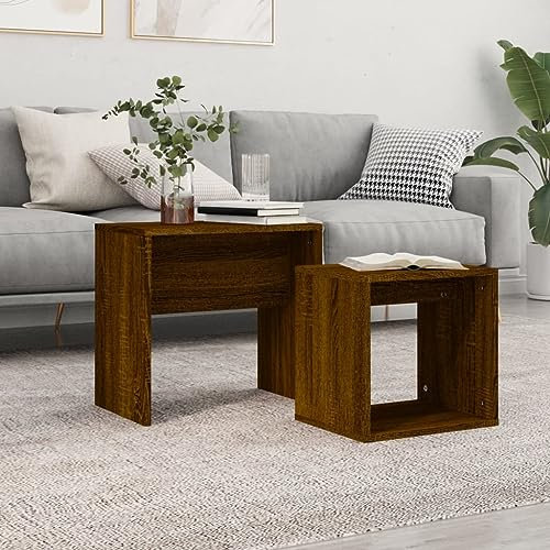 LVHUIDEH Beistelltisch, 2er Set, Moderne Sofatische, Satztisch-Set, minimalistisch, Couchtische, Tischkombination fürs Wohnzimmer Balkon, 48 x 30 x 45 cm, Holzwerkstoff