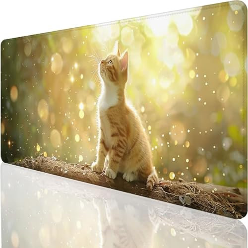 Gaming Mouse Pad 900x400x3mm, Extended Large Mouse Mat Computer Keyboard Desk Pad with Anti-Slip Rubber Base Comfortable Waterproof Soft Cloth, Improved Precision and Speed - yellow animal 4-Q