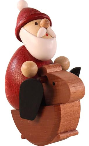 Erzgebirge Palast Ullrich Kunsthandwerk Weihnachtsmann auf Schaukelpferd - 10,5 cm