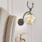 Wall Light Modern LED 1- Fixture Black Antler Shape Sconces with Cognac Glass Globe Lampshade Star Lamp Bedroom Living Room Hallway Warm White 3000K