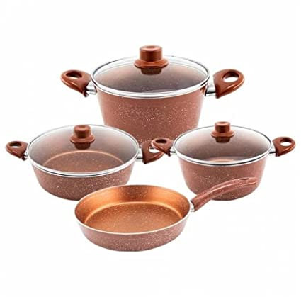 GSZCCZS 7 Piece Copper Granite Cookware Pan Set Cookware Set Granite Copper Color Cookware Set