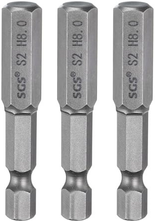 sourcing map 3pcs H8.0 Hex Head Drill Bit Wrench 8mm Metric Flat Tip 1/4 Hex Shank 50mm (2) Long Magnetic Hexagonal Screw Driver Socket Industrial Screwdriver Power Bits