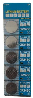 Sivitec 5x CR2450 2450 Lithium Battery 3V Coin Cell, 5-Pack High Capacity and Leak-proof