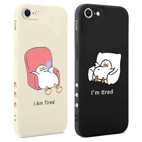Coiwxmoi 2 Stück Hülle für iPhone 16e 6,1 Zoll, Aesthetic Muster Design Mädchen Frauen Handyhülle, Weich Silikon Slim Motiv Stoßfest Case Kratzfeste Süßes Schutzhülle für iPhone 16e, Ente