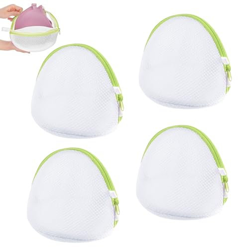 Bh Wäschenetz, 4 Stück BH Wäschenetz mit Reißverschluss, BH Waschbeutel für Waschmaschine, BH Halb runde Mesh Wäschesack, für BH, Unterwäsche, Grasgrün