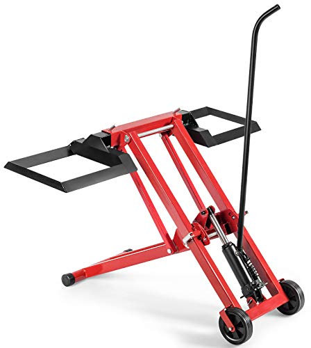 HOMFME Folding Riding Lawn Mower Lift, 227kg Height Adjustable Ride on Lawn Mover Lifts with Wheels, Steel Ride-on Lawnmowers Garden Tractor Jack Lifter Hydraulic Maintenance Lifting Device