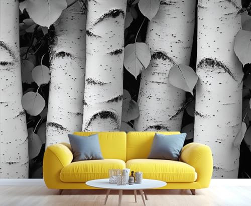 GIVLWF Papier peint bouleau blanc à décoller et à coller pour chambre à coucher, salon, ferme, décoration d'intérieur, paysage naturel