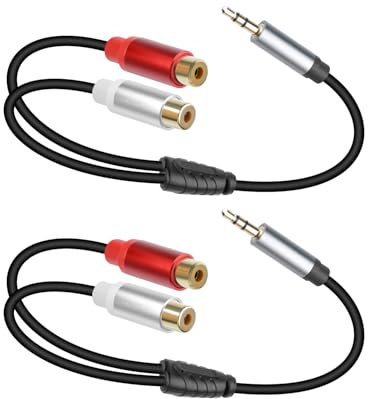 YANBORONSN 3.5mm to 2 RCA Stereo Audio Cable,3.5mm Aux Male to 2 RCA Female Headphone Jack Audio Adpter Cable,1/8 to 2RCA Auxiliary Stereo Y Splitter Cable for Phone,Tablet,Computer,MP3 (1Ft/2Pack)