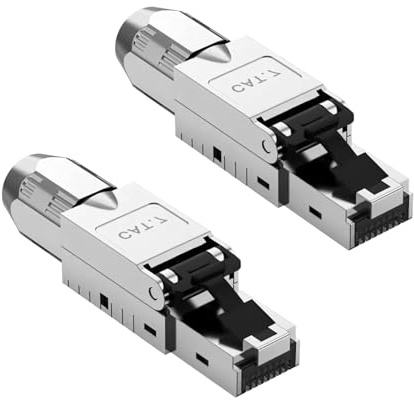 RUIZHI 2x CAT 7 Netzwerkstecker RJ45 Stecker, Lan stecker cat 7 Werkzeuglos LSA 10 Gbit/s AWG 23-26 für Starre Verlegekabel Ethernet LAN DSL Patchkabel