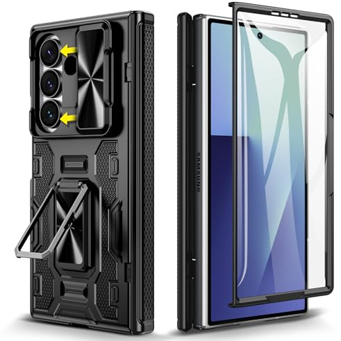 Doeshine für Samsung Galaxy Z Fold 7 Hülle mit Kameraschutz,Schwarz | Displayschutzfolie,Ganzkörper Robuste Schutzhülle mit Ständer, Handyhülle mit Scharnierschutz