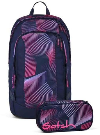 Satch Seismic Pink Schulrucksack Set 2tlg. inkl. Schlamperbox (Seismic Pink)