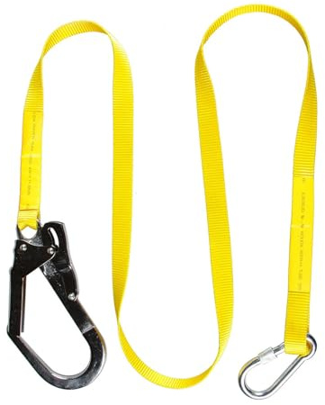 Safety Lanyard Rope 1.8m (6 ft) with Carabiner - Polyester Restraint Lanyard for Fall Protection, Construction, Climbing & Working at Heights