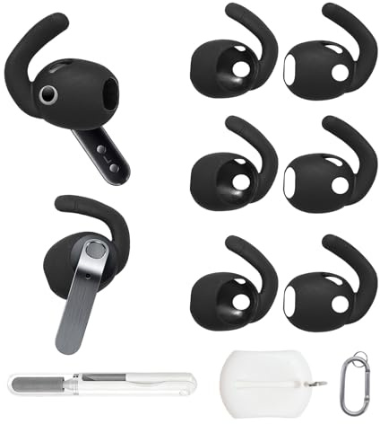 Adhiper 3 Pairs Ear Hooks for Samsung Galaxy Buds 4[Added Storage Pouch]Anti-Slip Sports Ear Hooks Earbuds Accessories Compatible with Galaxy Buds 4(Black)