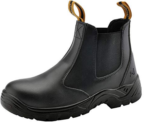 SAFETOE Scarpe Antinfortunistica Uomo Alte - 8025 S3 Slip-on Scarpe da Lavoro Uomo Antinfortunistica Facile da Indossare, Stivali Antinfortunistica Uomo Pianta Larga Pelle Invernali Leggere
