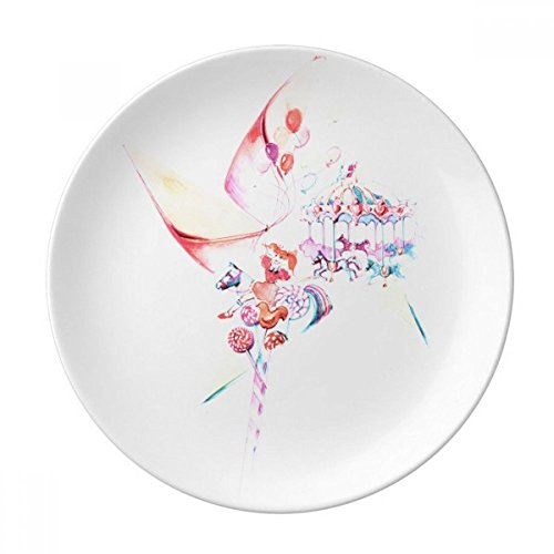 Karussell, Windmühle Lollipop Aquarellzeichnung Porzellan Dekoration Dessertteller 20,3 cm Abendessen Home Geschenk