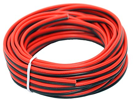 TUOFENG 16 AWG Silicona Alambres Eléctricos 10 Metros [Negro 5 m Rojo 5 m] 2 Conductor Cable paralelo Línea suave y flexible 1.3 mm² Conexión Cables de cobre estañado sin oxígeno