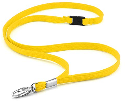 CKB LTD Premium Lanyards Umhängeband mit Breakaway und Drehgelenk Metall Clip für Ausweishalter Lanyard Einfarbig Gelb Packung mit 100