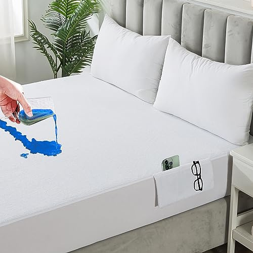 Matratzenschoner, wasserdicht, 140 x 190/200 cm, Höhe 30 cm, Spannbettlaken, hypoallergen, sehr atmungsaktiv, Anti-Schrumpfung, Schutz gegen Milben und Bakterien