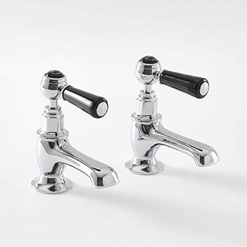 Milano Elizabeth Basin Pillar Taps Lever Handles - Chrome Black