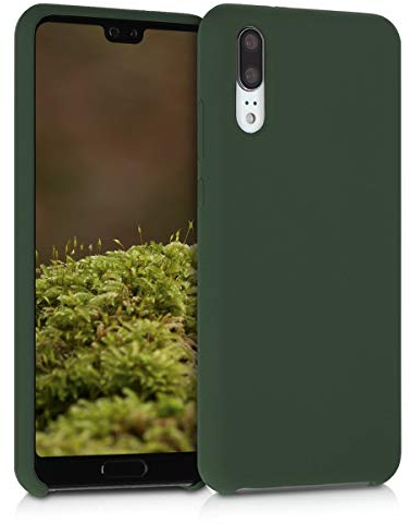 kwmobile Cover per Huawei P20 Custodia - Back Case per Smartphone in Silicone TPU - Protezione Gommata - verde scuro