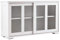 DREAMADE Armadietto da Cucina Laterale Moltiuso, Credenza Salvaspazio 2 Ripiani, con Ante Scorrevoli, in Legno e Vetro Temperato, per Corridoio Soggiorno,106,5x33x62,5 cm (Bianco Crema)