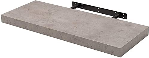WOLTU Wandboard Wandregal CD DVD Regal Bücherregal Schweberegal Holz Board 60x22.9x3.8cm hell Zement für Büro, Wohnzimmer, Schlafzimmer, Küche RG9319hzt