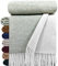 STTS International Wolldecke 100% Schurwolle Wohndecke in versch. Farben 140 x 200 cm Tagesdecke Schurwolldecke Woll-Plaid Tirol (Weiß-Hellolive (Double face), 140 x 200 cm)