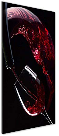 Tulup Peinture sur Verre trempé 50x125cm décoration Murale Tableau Image - Vin Rouge