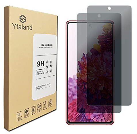 Ytaland Privacy Protector de Pantalla Para Samsung Galaxy S20 FE 5G/4G, 【2 Pack】 Filtro de Privacidad Vidrio Templado Screen Protector, 9H Dureza, Sin Burbujas