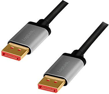 Logilink CDA0104 - DisplayPort Anschlusskabel 8K/60 Hz, Alu, schwarz/grau, 1 m