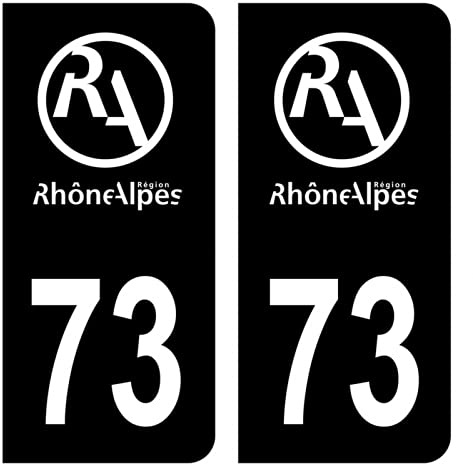 HADEXIA Self-Adhesive Car Number Plate Registration Stickers Department 73 Savoie Logo Old Region Rhône Alpes Black