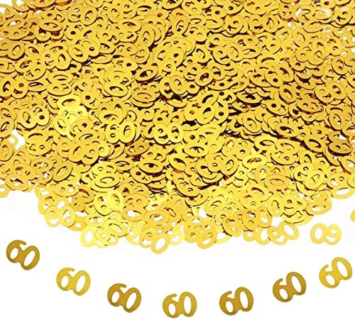 60. Geburtstag Jubiläum Konfetti goldene,Zahlenkonfetti Tischdeko Streudeko,Streudeko für Geburtstagsfeier, Motto-Party,Geburtstags Zahlen-Konfetti,Glitter Geburtstags-Deko, Gold