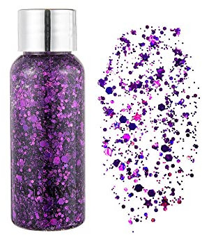 HIROCK Body Glitter Brillante, Purpurina Corporal Lentejuelas de Sirena, Sombra de Ojos Brillantes Líquida Purpurina Holográfica, Purpurina Festival para Uñas Cara Cuerpo, Accesorios de Festival (06)