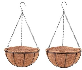 LáLáGreen Suspension pour Plantes avec Doublure en Fibre de Coco, Panier Suspendu en Métal pour Fleurs, Jardinière Suspendue pour Balcon, Terrasse, Jardin et Véranda (2, 12 inch)