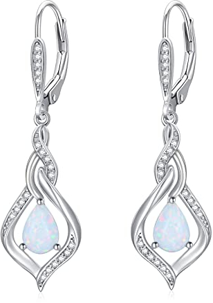 VONALA Sterling Silber Opal Ohrringe - Tropfen Leverback Design für Frauen, Teenager, Mädchen, Mutter - Schmuck Geschenk zum Geburtstag
