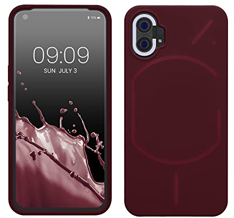 kwmobile Hülle kompatibel mit Nothing Phone (1) Hülle - Silikon Handy Case - Handyhülle weiche Oberfläche - kabelloses Laden - Bordeaux Violett