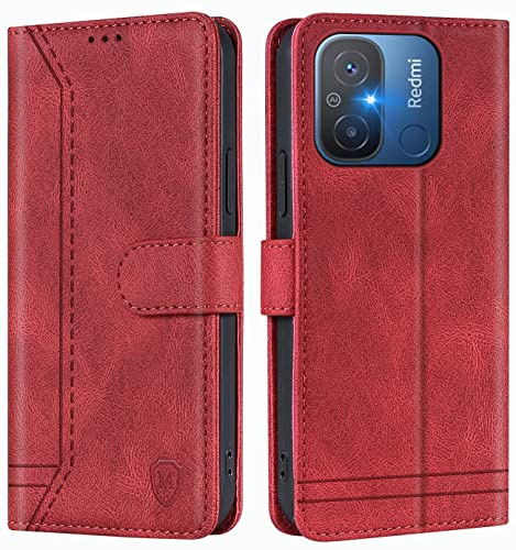 GoodcAcy Coque pour Xiaomi Redmi 12C/Redmi 11A Coque, Etui Protection Housse Premium en Cuir PU,Pochette Fermeture Magnétique,Flip Case Compatible avec Xiaomi Redmi 12C/Redmi 11A (Rouge)