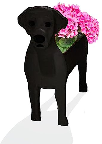 Cute PVC Herb Garden Dog Flower Planter - Indoor/Outdoor Dog Flower Pots, Perfect Birthday Gifts for Pet Lovers - 9.45*6.38*13.39in Black Labrador