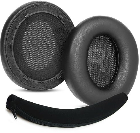 TaiZiChangQin Space Q45 Ear Pads Ear Cushions Headband Covers Replacement Compatible with Anker Soundcore Space Q45 Bluetooth Wireless Over-Ear Headphones Protein Leather Earpads