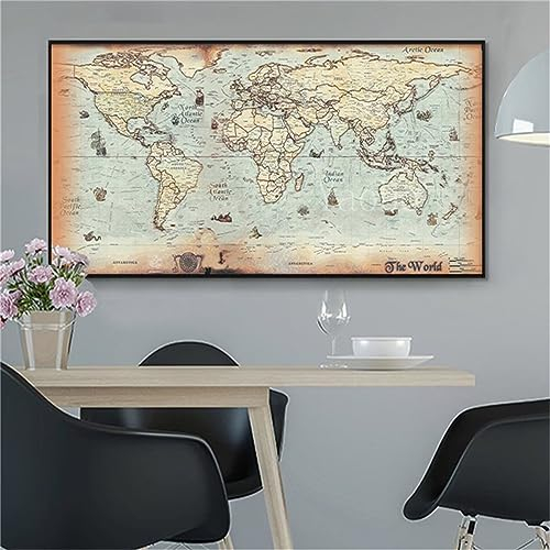 Diamond Painting Weltkarte,5D Diamant Painting Bilder,DIY Diamond Painting Bastelset Erwachsene,Full Diamant Kinder Stickerei Set Kreuzstich Bilder für Home Büro Eingang Wand Decor 30x90cm Sg-9703