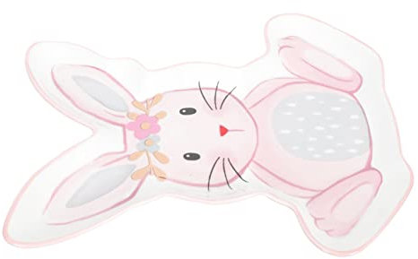 HOMSFOU Adorable Rabbit Ceramic Plate Large Salad Fruit Plate Tableware