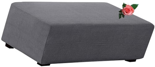 MeRcri Hockerbezug rechteckig Samt Jacquard Husse Überzug hocker Bezug für Ottomane Fußbank Stretch Ottomane Bezug Rund Quadratische Rechteckige(#9,155x70-95cm)