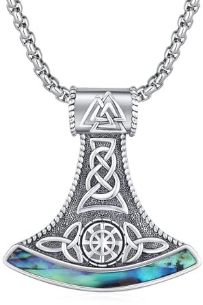 REDSUN Wikinger Axt Anhänger Halskette 925 Sterling Silber Viking Keltischer Knoten kette Nordische Mythologie Talisman Anhänger Wikinger Schmuck Geschenke für Männer Damen
