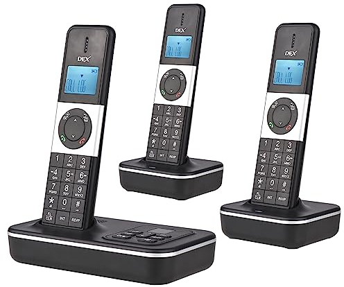 Bisofice 3 Schnurlose DECT-Telefone Schnurlostelefon mit Anrufbeantworter 3er Set, Telefon Schnurlos mit Brillante Audioqualität, Anrufer-ID/Anklopfen, Lautstärke einstellbar, Anrufsperre