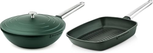 Westinghouse Pfannenset Performance (Wokpfanne + Grillpfanne) ø 28 cm - Grün - Induktion und alle anderen Herdarten