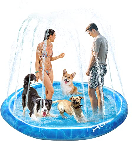 Alfombrilla de agua para aspersores para perros, alfombrilla para perros al aire libre, juguete de salpicaduras de agua antideslizante, almohadilla de natación para niños y mascotas, grande