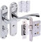 HANDLEZONE® Lobo Door Handles on Backplate Bathroom Lock Pack with Ball Bearing Hinges - Polished Chrome