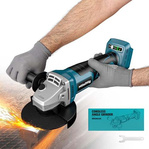 Mtiolhig 8500RPM Variable Speed Angle Grinder for Makita 18v Battery, Brushless Cordless Grinder for Makita Tools with 5/8''-11 Spindle for 4-1/2''/5'' Wheels for Cutting,Grinding(Tool Only)