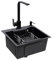 AOOUNGM Fregadero de cocina de acero inoxidable de 45 x 40 cm, con juego de grifería, para cocinas pequeñas, color negro
